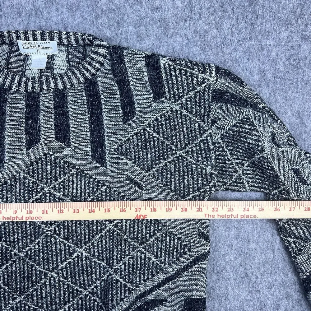Vtg Limited Editions By Expressions Mens Sweater Gray Wool Made in Italy 90 Sz L